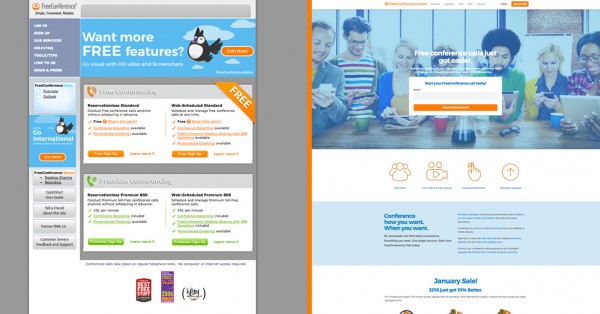 old and new freeconference.com websites