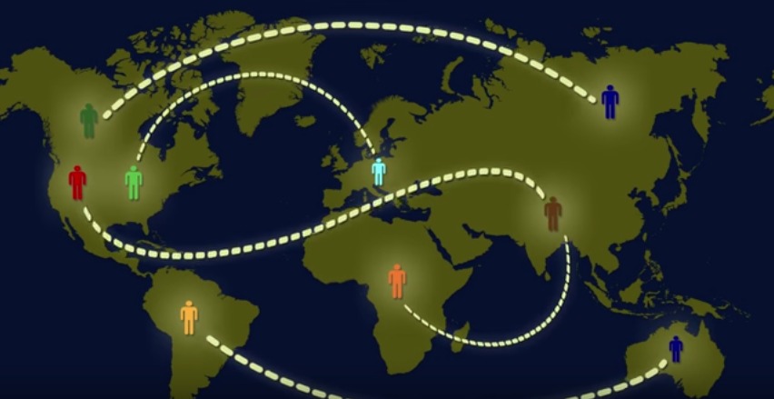 illustration of VOIP connecting users from around the world 