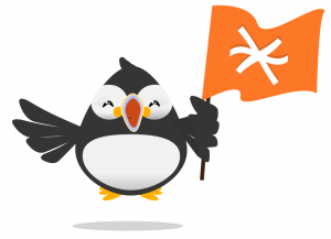 puffin memegang bendera freeconference.com