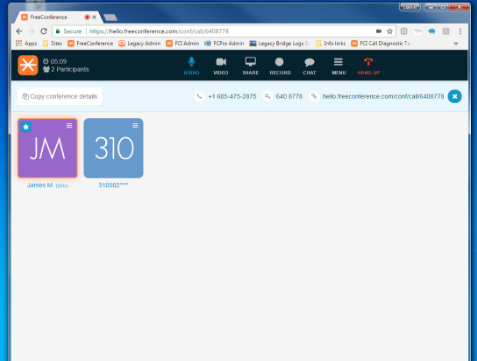 FreeConference.com web meeting with two conference call participants 