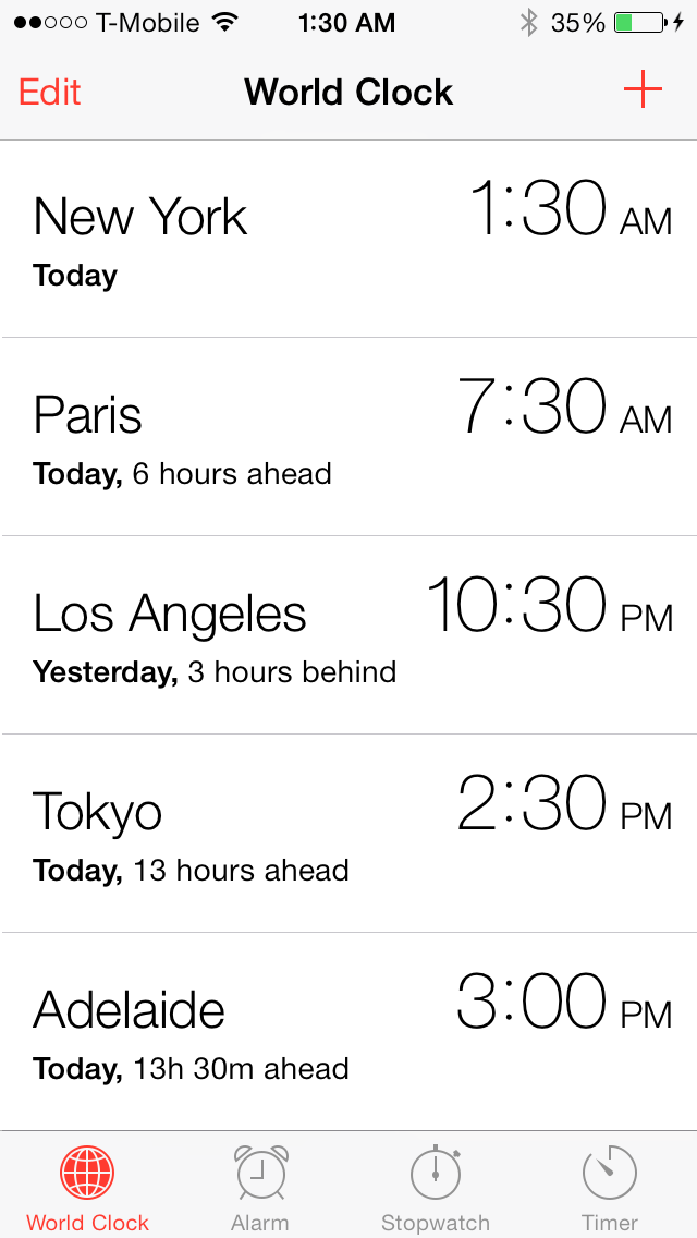 world clock feature for iPhone 