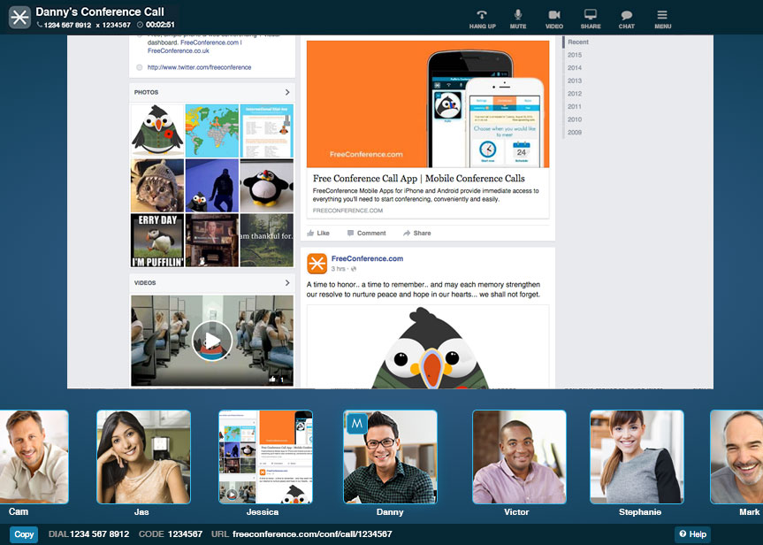 freeconference.com web and phone conferencing application using free screen sharing 