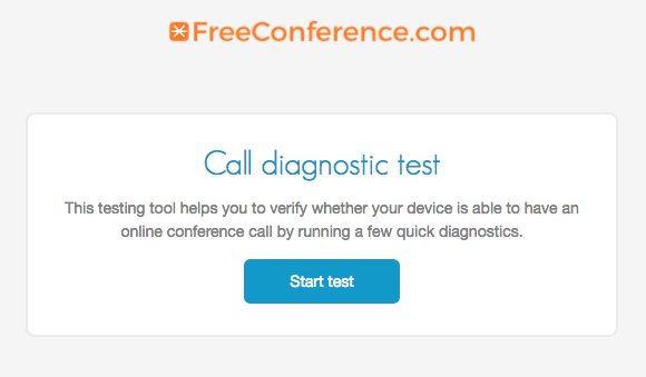 FreeConference.com's free conference call diagnostic tool for testing conference call connections