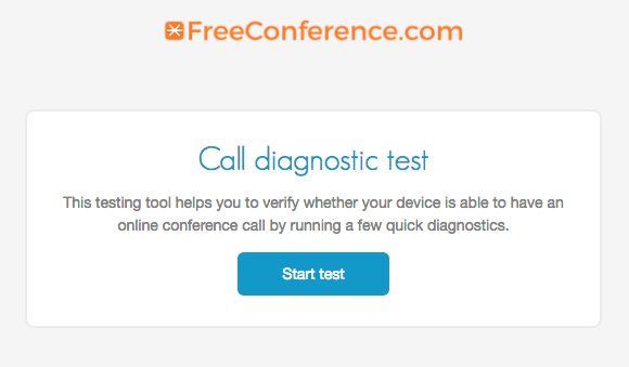 Alat diagnostik panggilan konferensi gratis dari FreeConference.com untuk menguji koneksi panggilan konferensi