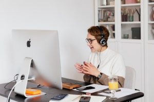 lady on video call