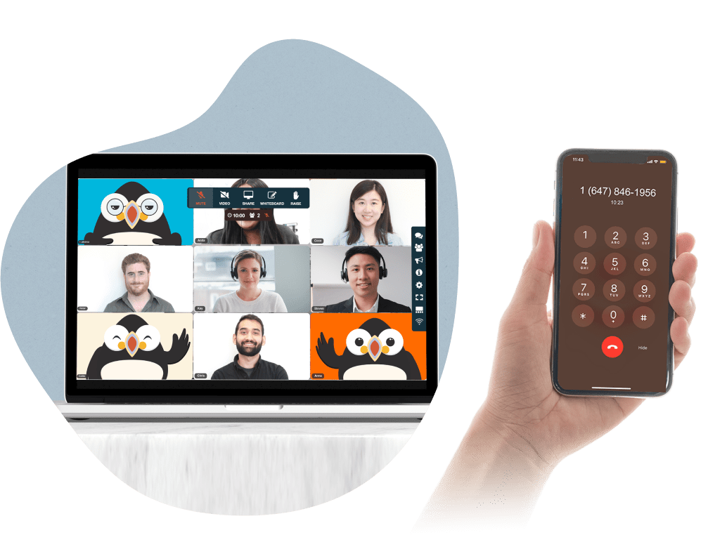 bel of videoklets met 'n gratis konferensieplatform