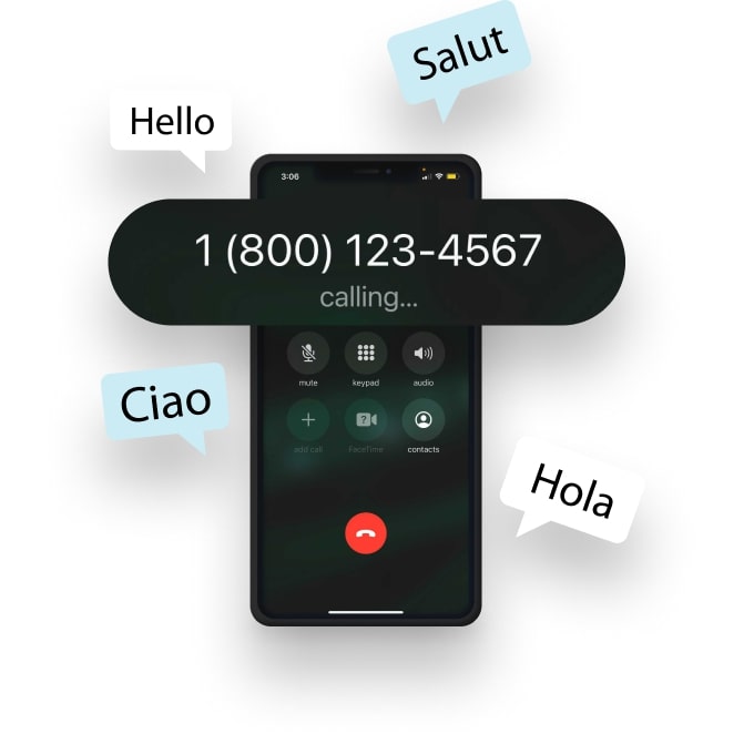 Iphone menelepon 1-800 dan menerima halo dalam berbagai bahasa