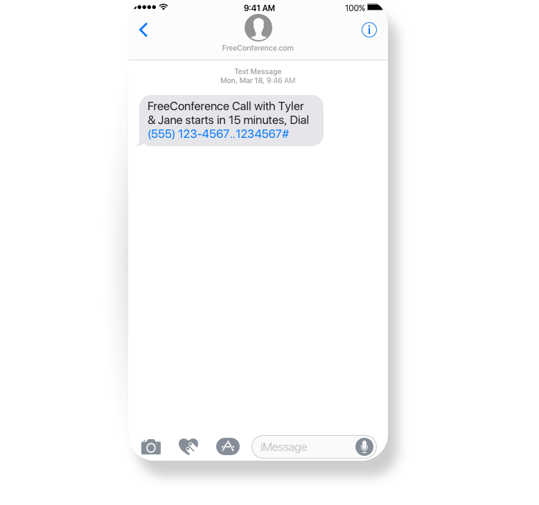 IPhone ekranida SMS uchrashuv taklifnomasi