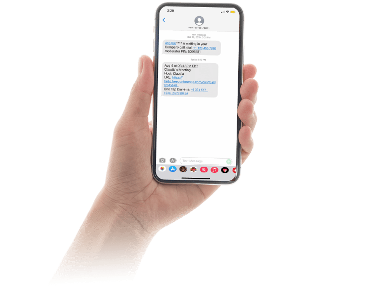 a hand hold a iphone with SMS invites on screen