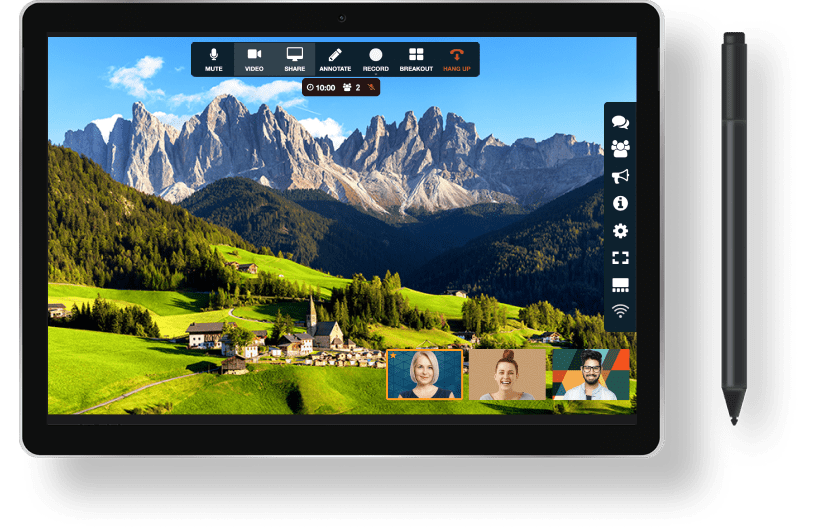 virtual trip with a beautiful mountain view on an iPad screen