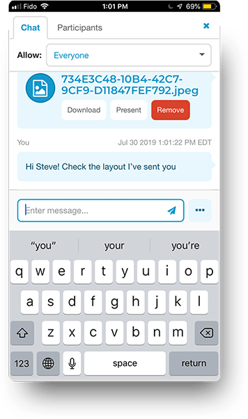 mobile phone text chat screen