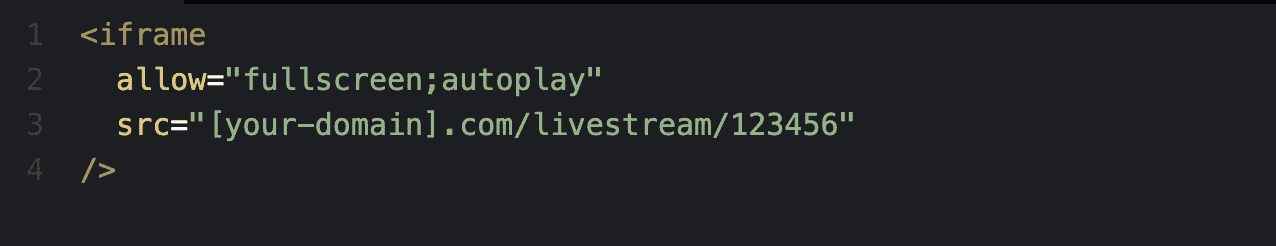 website live stream player embedded code