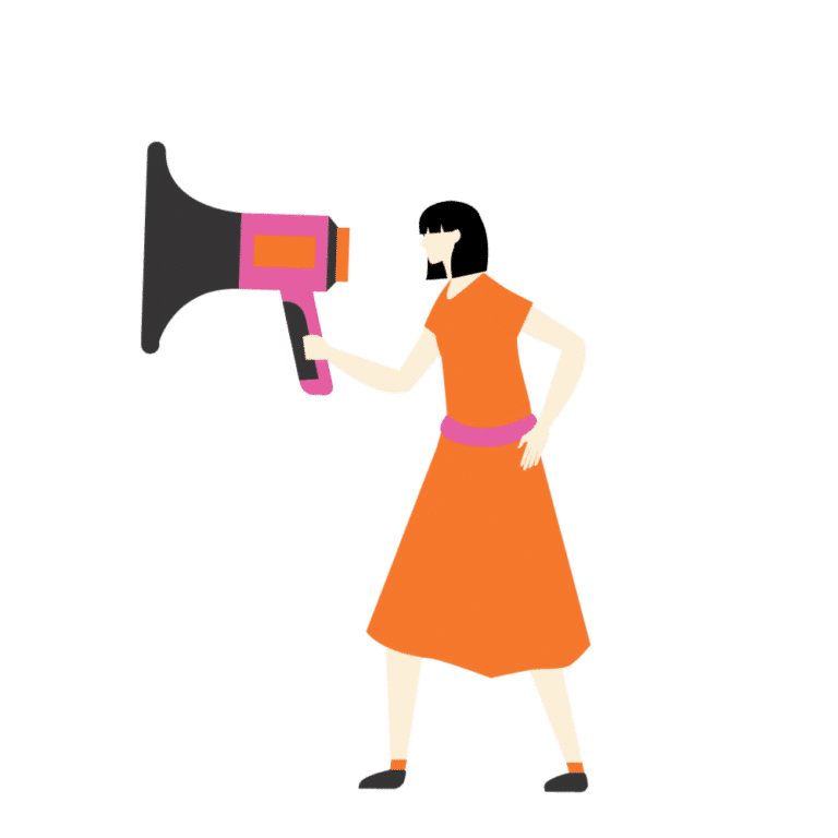 Woman with megaphone